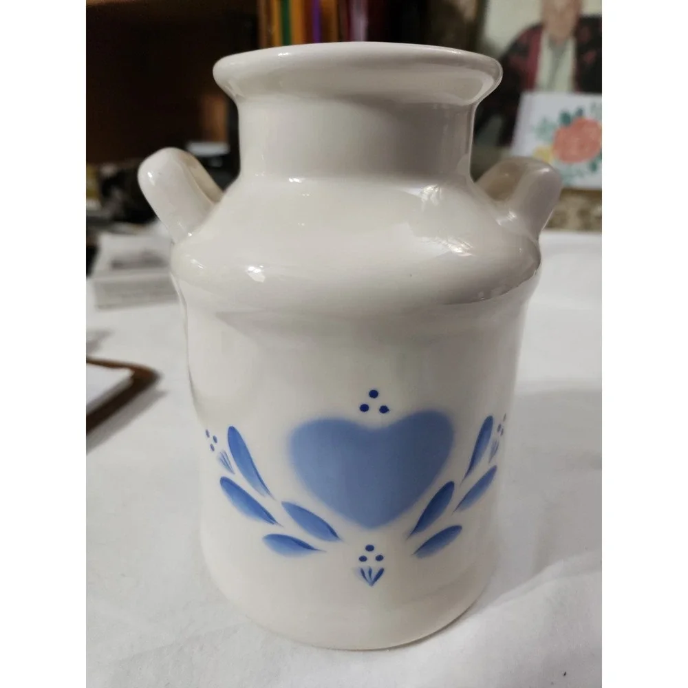 Milk Can Vase With Blue Hearts By Lasting Products‎